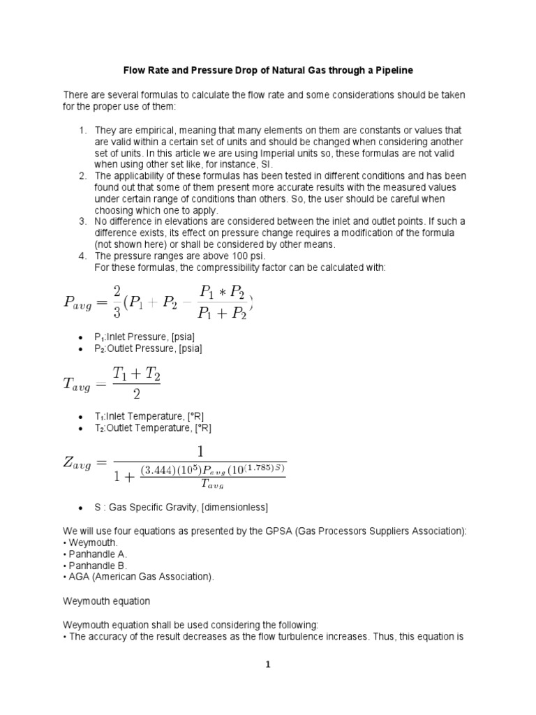 Natural Gas Flow Rate & Pressure Drop Calculations | PDF