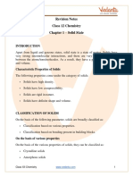 Class 12 Chemistry Revision Notes The Solid State