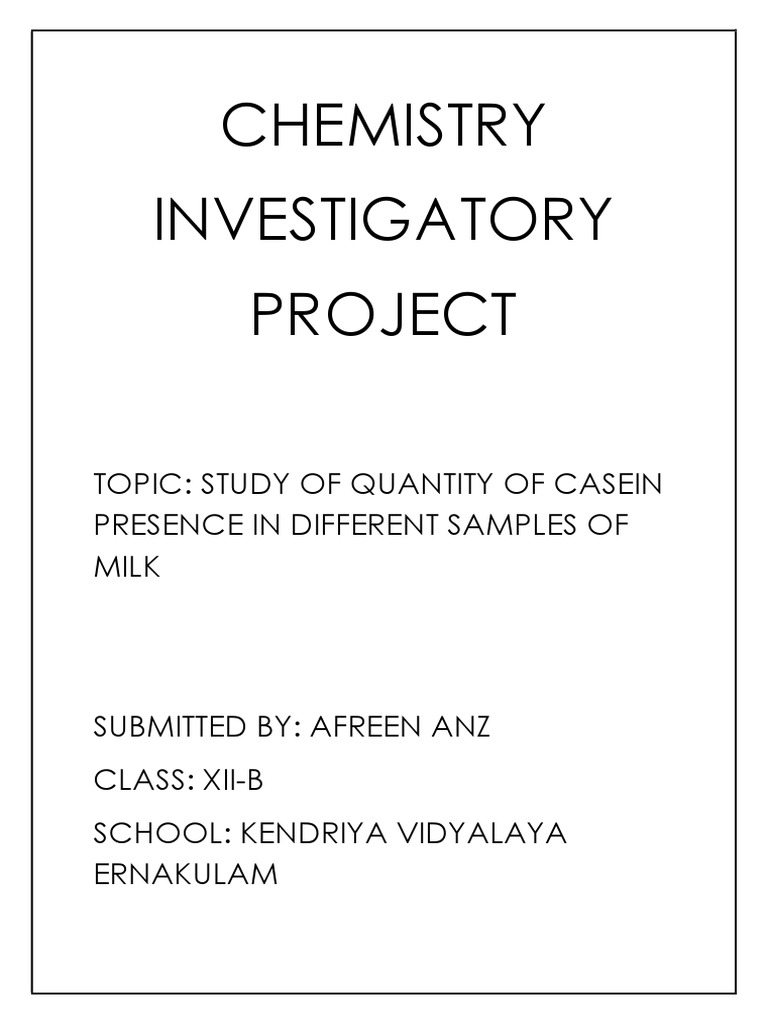 Chemistry Project PDF Milk Chemistry