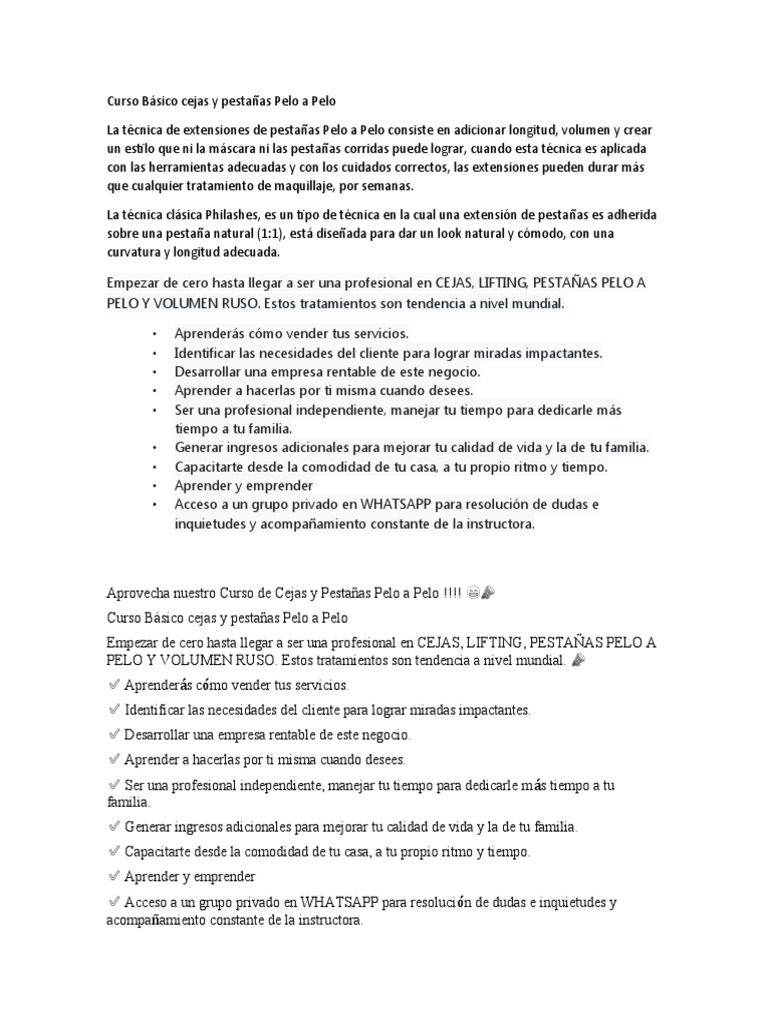 Curso Básico de Cejas y Pestañas | PDF | Negocios | Relaciones ...