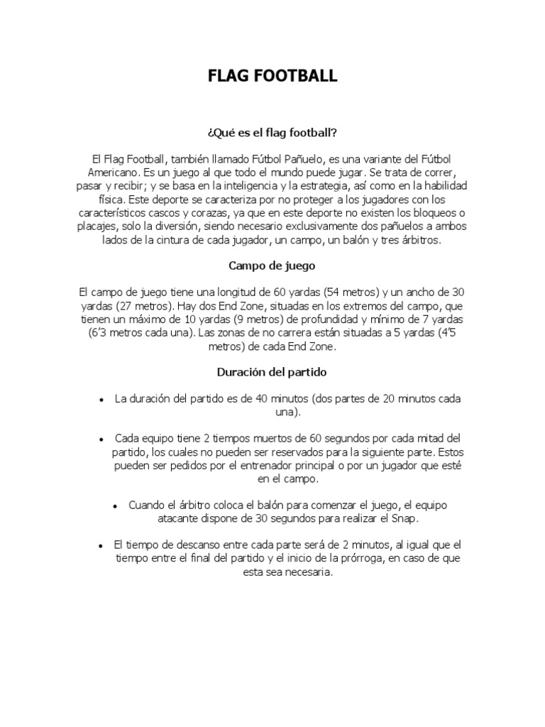 Introducción al flag football PDF fútbol americano Asociación de Futbol
