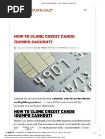 How To Clone Credit Cards Dumps Cashout PDF