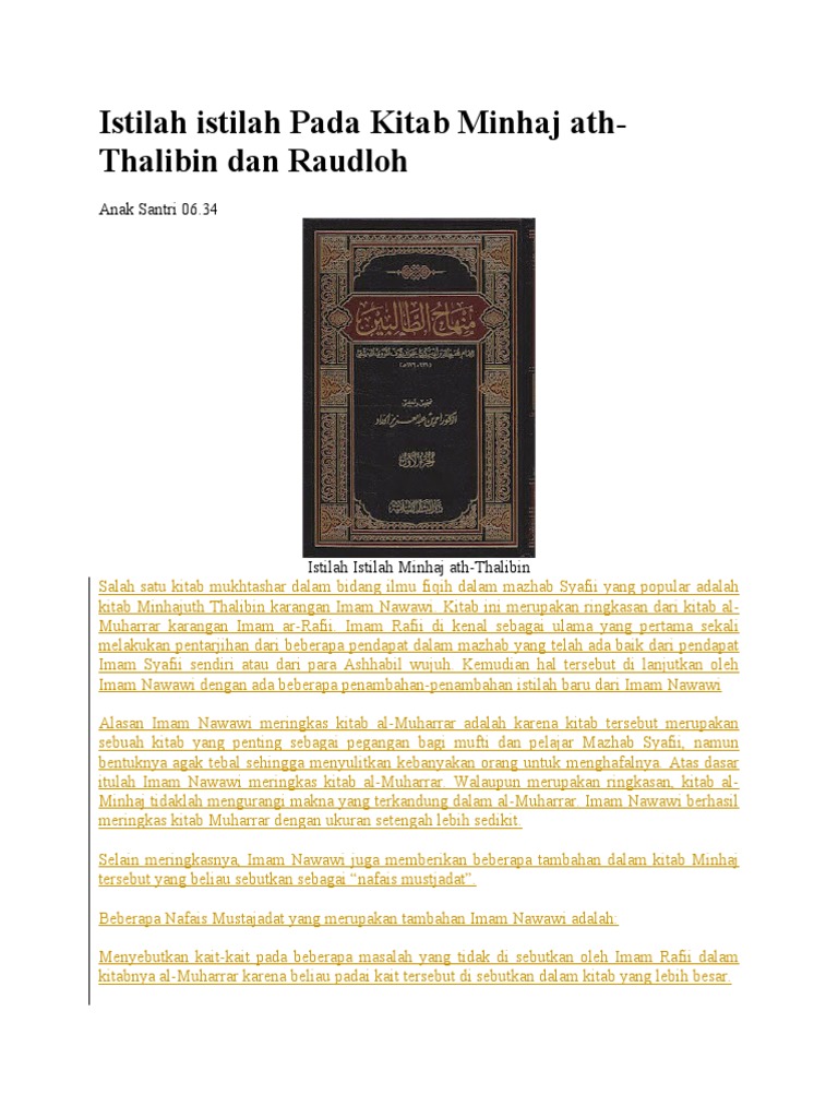 Istilah dalam Minhaj al-Thalibin | PDF | Kajian Bahasa Asing | Agama ...