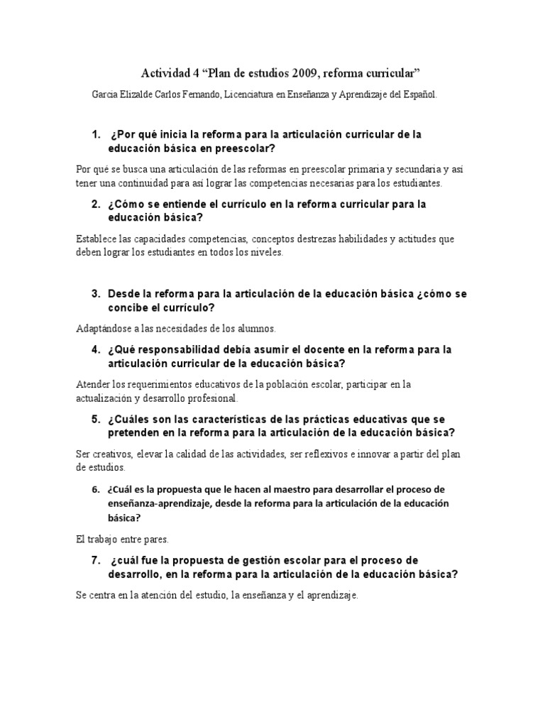 Articulación Curricular en Educación 2009 | PDF | Plan de estudios ...