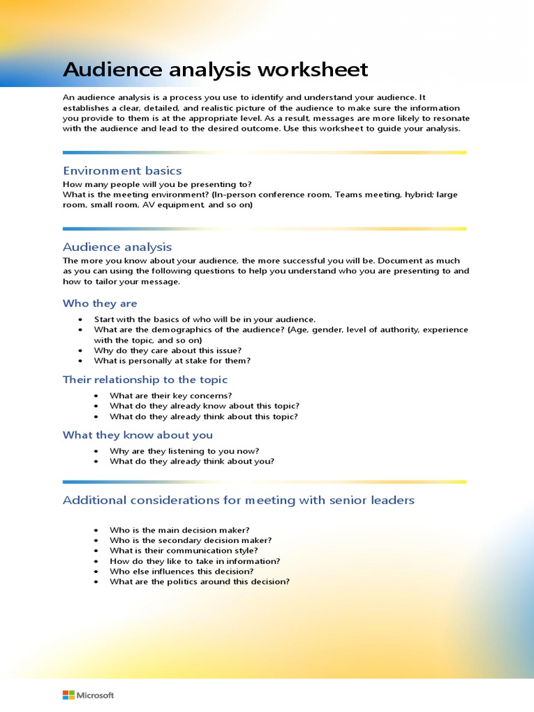 Audience Analysis Worksheet-V3 | PDF | Career & Growth | Social Science