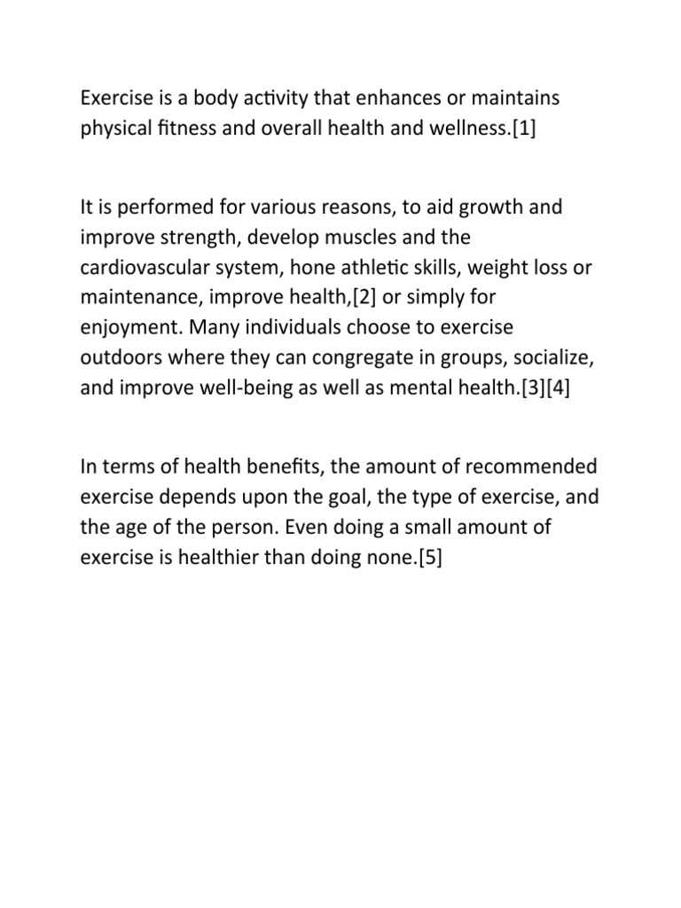 Exercise Is A Body Activity That Enhances or Maintains Physical Fitness