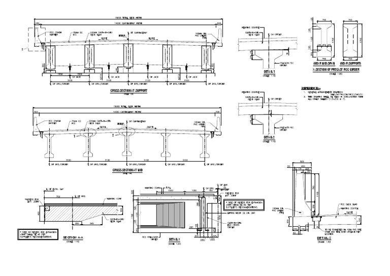 (Near Mid Span) (Near Support) X-Section of Precast RCC Girder Detail-1 ...
