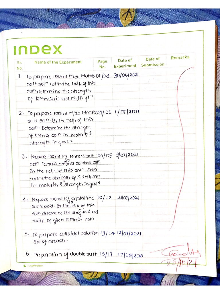 Class 12th Chemistry Practical Term 1 | PDF