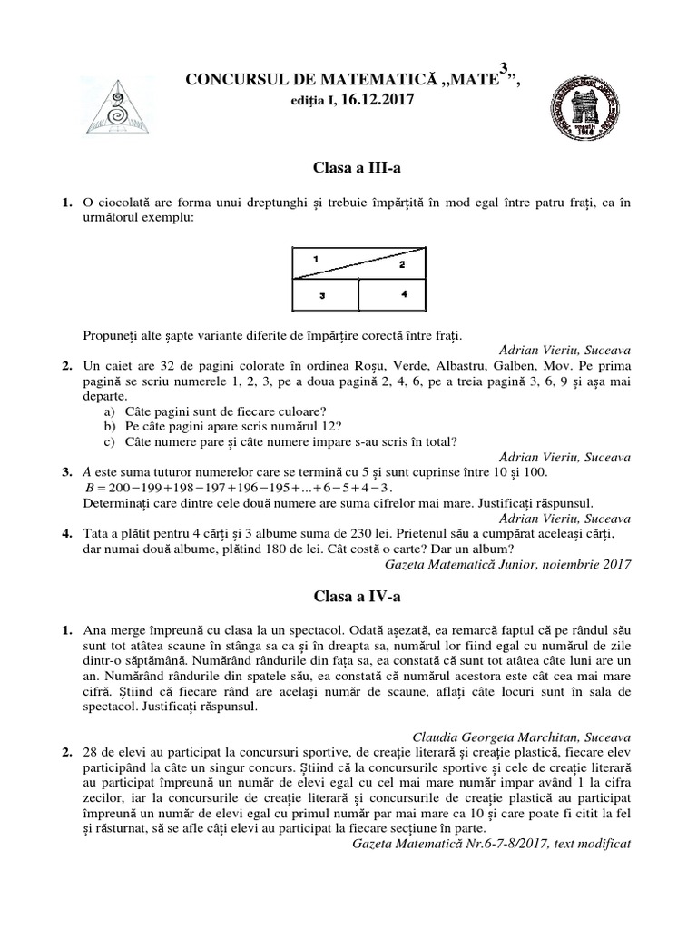Subiecte MATE3 | PDF