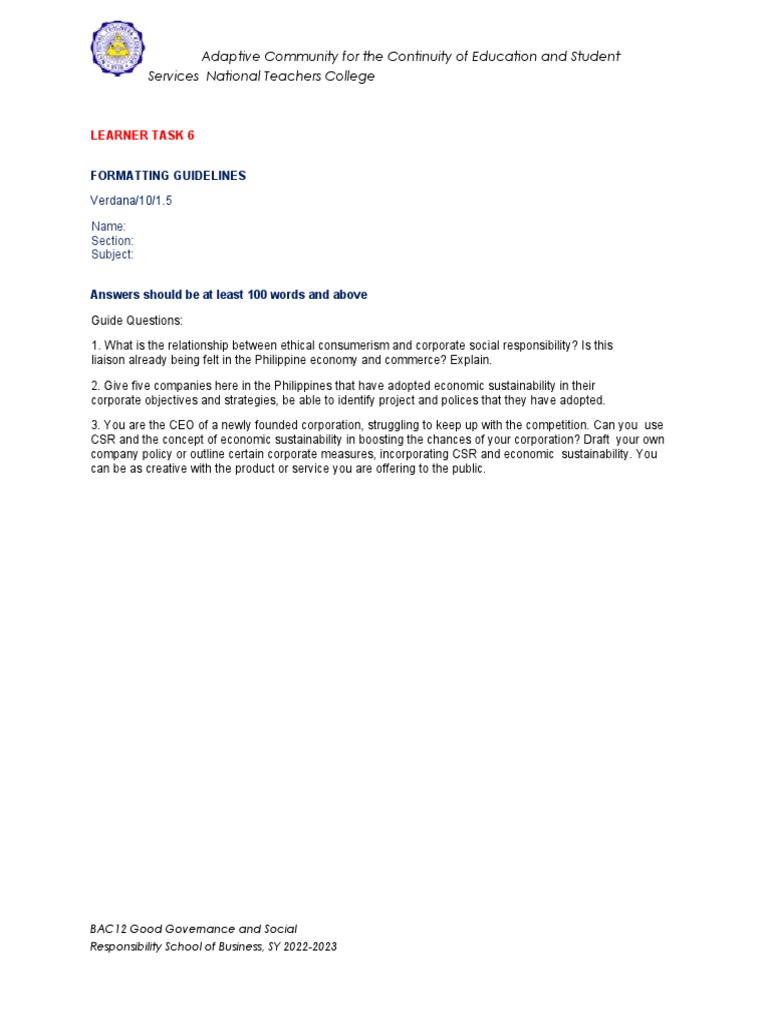 Learner Task 6 | PDF | Business