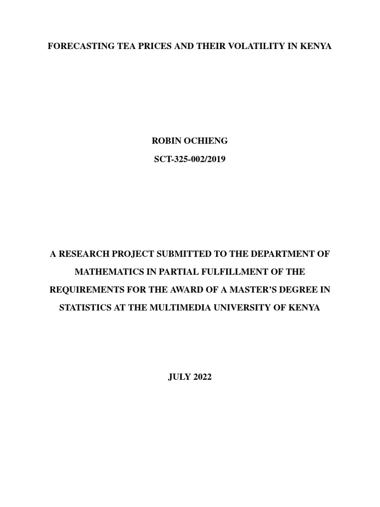 Forecasting Tea Prices and Their Volatility in Kenya. PDF Akaike