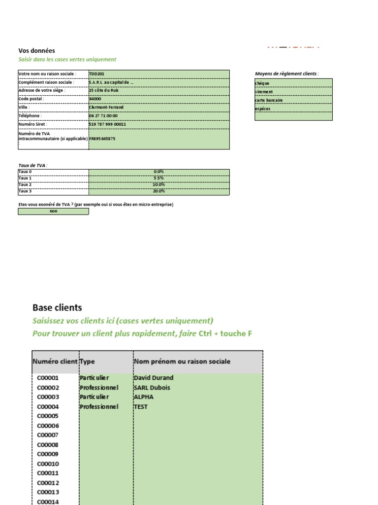 Facturier-Outil-de-facturation-Excel-gratuit | PDF