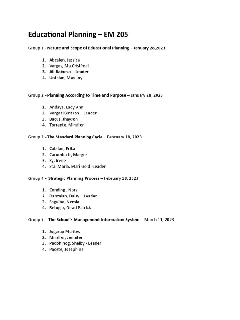 Educational Planning 2023 PDF Computing