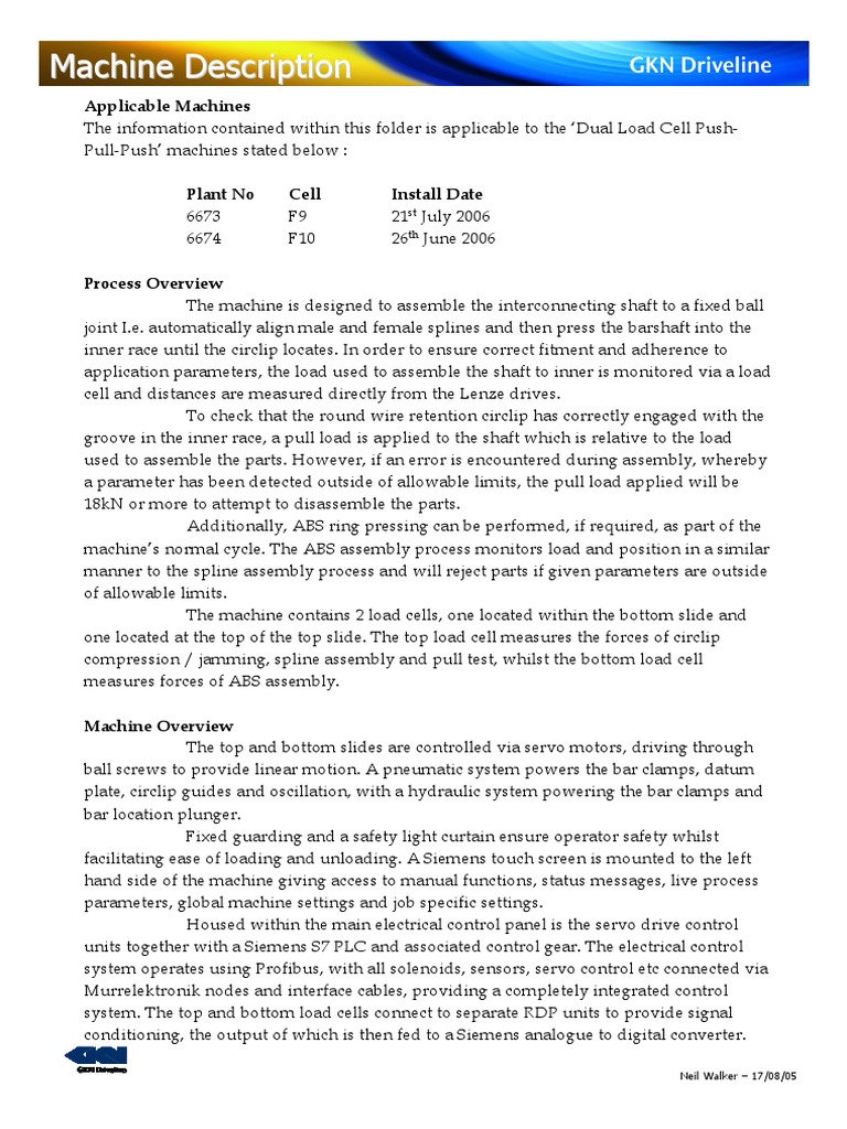 Machine Description | PDF