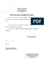 CS Form No. 4 Certificate of Assumption To Duty