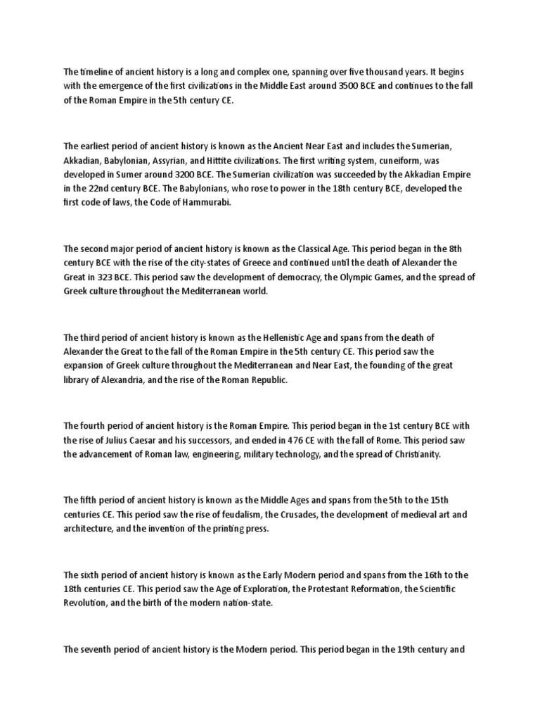 Timeline Of Ancient History Pdf