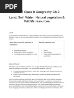 CBSE Class 8 Geography CH 2 Land, Soil, Water, Natural Vegetation & Wildlife Resources