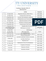 Aur Academic Calendar 2022-23