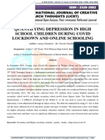 Quantifying Depression in High School Children During Covid Lockdown and Online Schooling