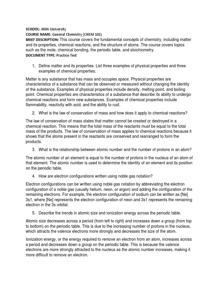 GENERAL CHEMISTRY PRACTICE TEST WITH ANSWERS PDF intelligence overview