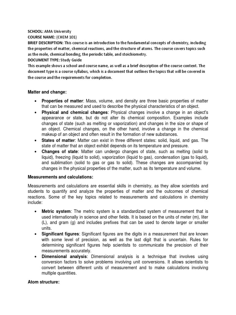 Comprehensive study guide for introduction to chemistry pdf
