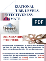 4.3 Organisatioanl Structure, Level, Effectiveness, Climate