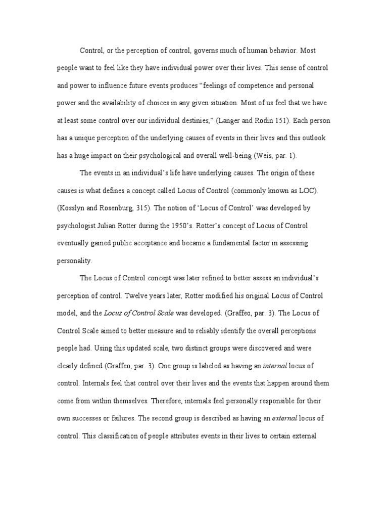 Impact of Locus of Control on Health | PDF | Reinforcement | Quality Of ...