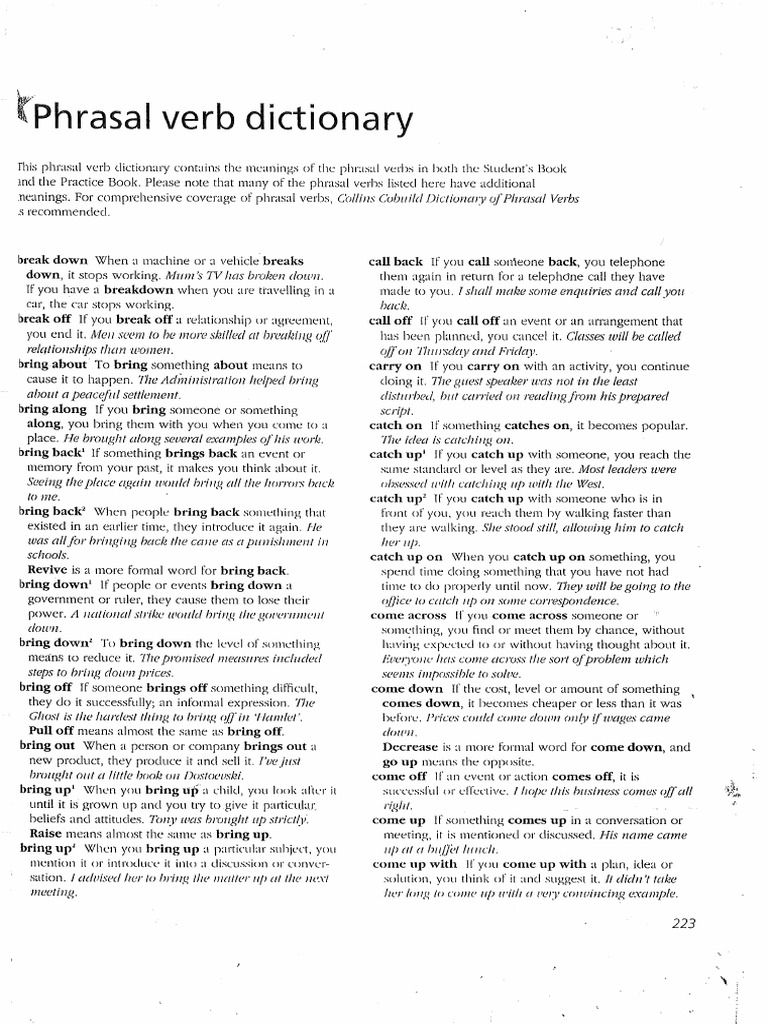 Phrasal verb dictionary pdf