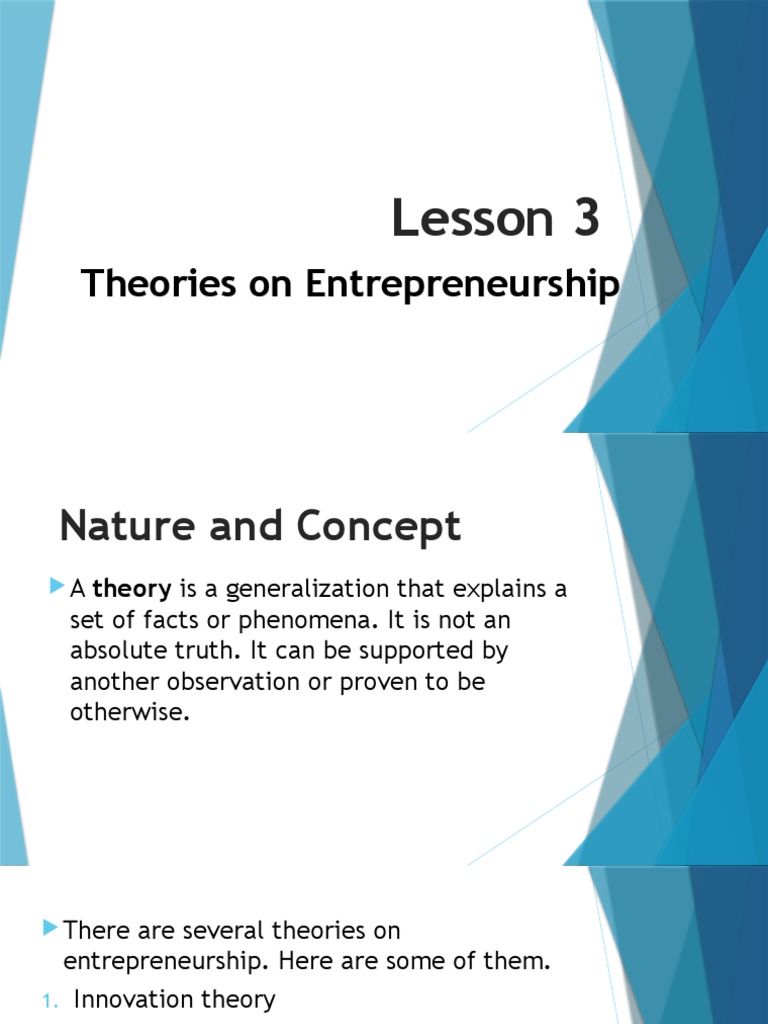 Theories of Entrepreneurship Explained | PDF | Entrepreneurship | Economics
