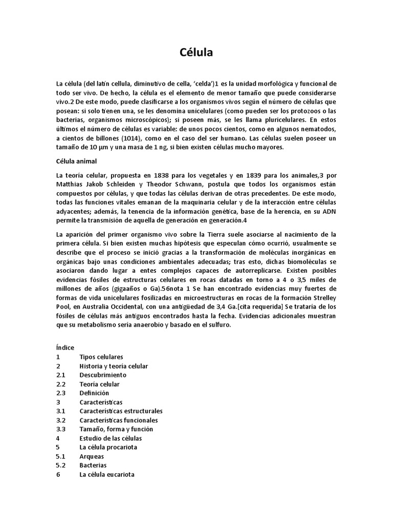 Célula TExto | PDF | Biología Celular) | Organismos