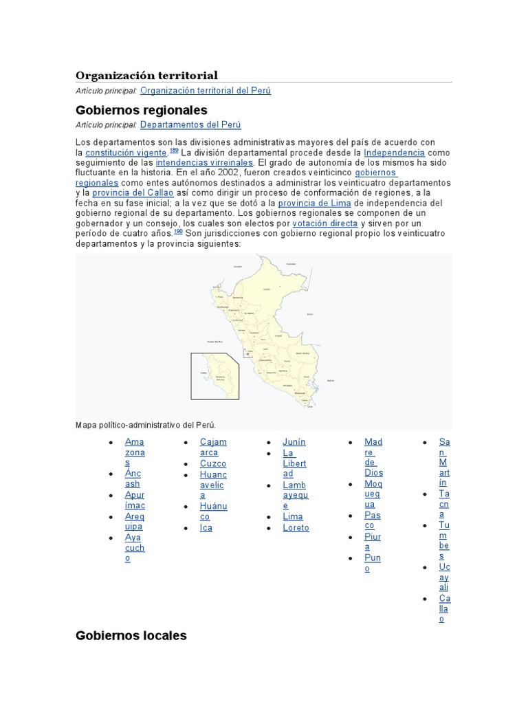 Organización Territorial del Perú | PDF | Andes | Perú