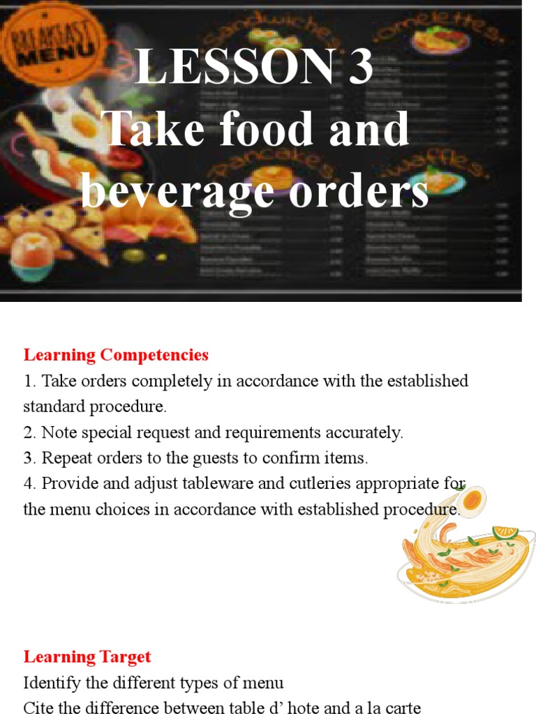 Types of Menus in Food Service | PDF | Menu | Hospitality Industry