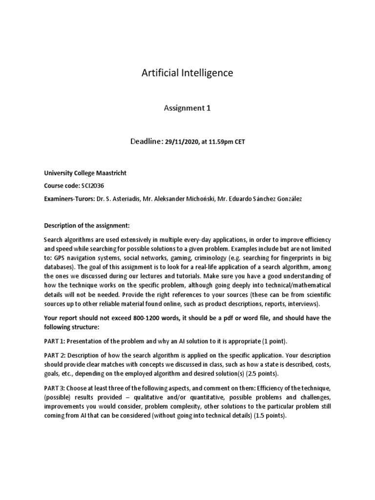 Assignment1 search problems pdf artificial intelligence