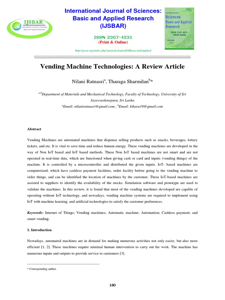 Vending Machine Technologies Review | PDF | Internet Of Things ...
