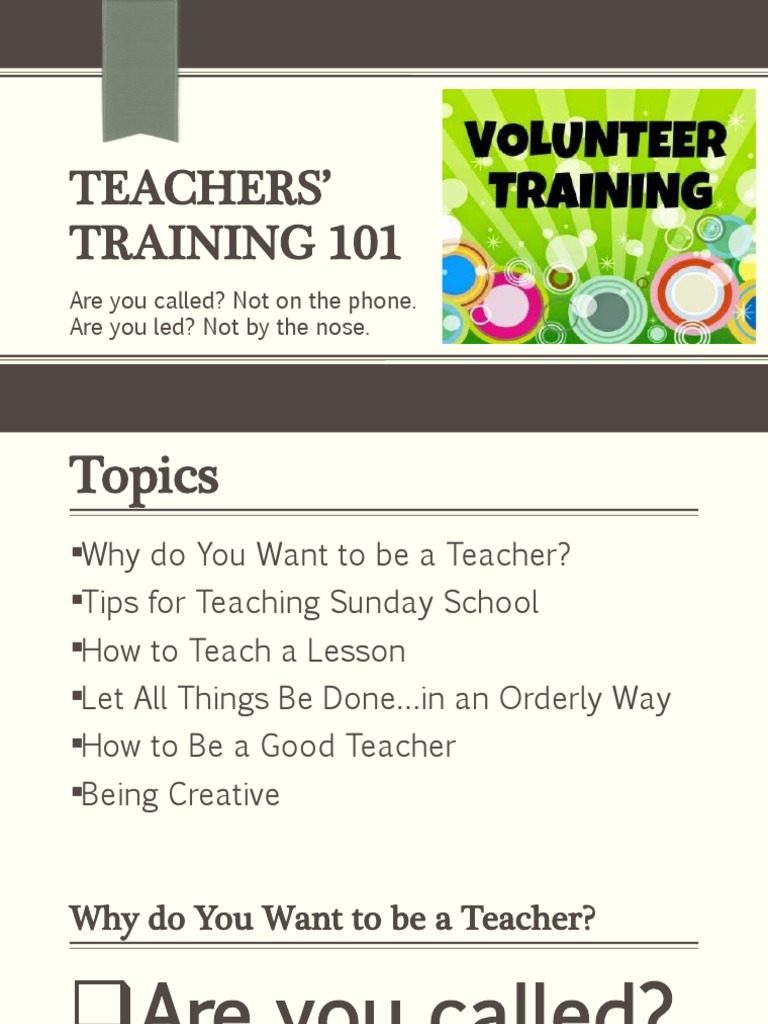 Teachers Training 101 Pdf Bible