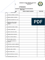 Attendance Sheet - Work Immersion Orientation