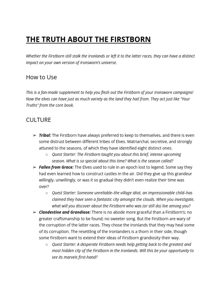 Ironsworn Firstborn PDF