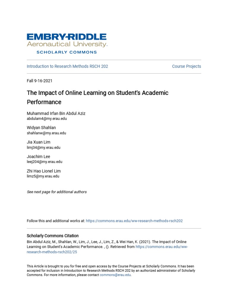 Impact of Online Learning on Student Performance | PDF | Educational ...