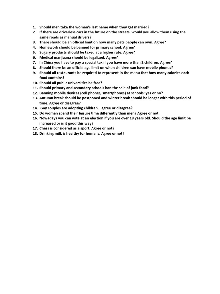 Debate Questions PDF