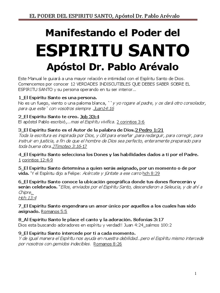 Poder del Espíritu Santo en la Fe | PDF | espíritu Santo | Jesús
