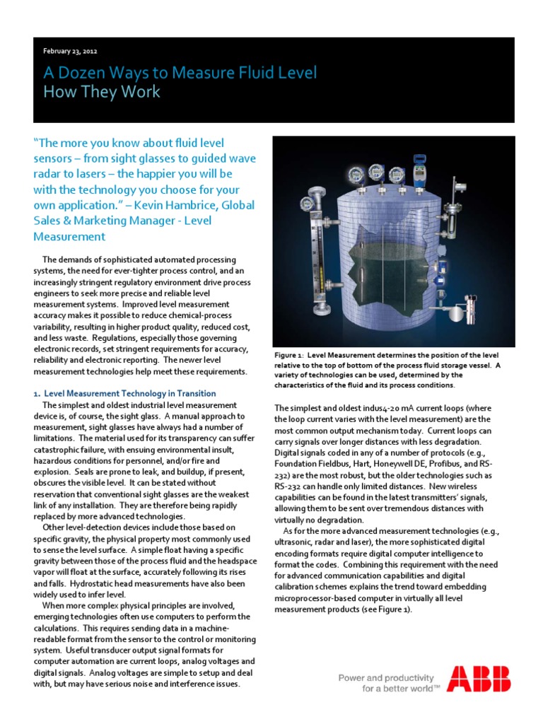 A Dozen Ways To Measure Fluid Level Level 3 White Paper | PDF | Radar ...