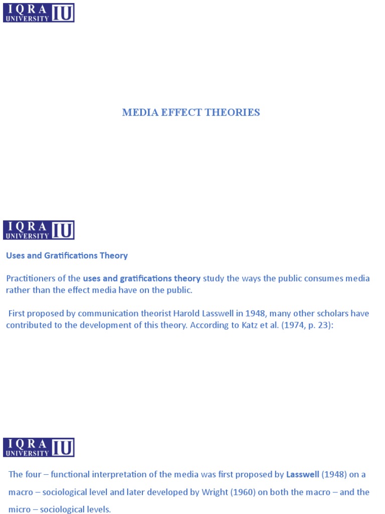 Media Effects Theories Pdf Communication Psychological Concepts