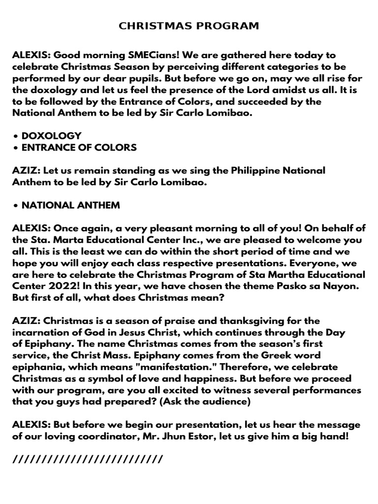 Sta. Marta Christmas Program 2022 | PDF | Christmas | Christian Worship ...