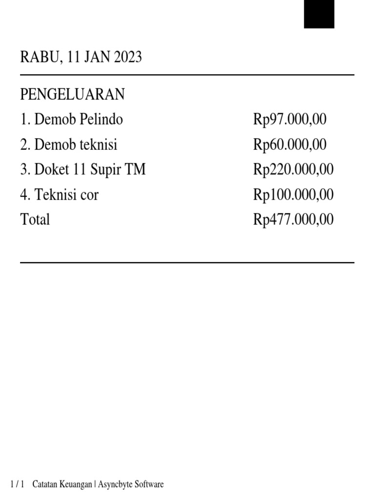 Transaksi - Rabu, 11 Jan 2023 | PDF