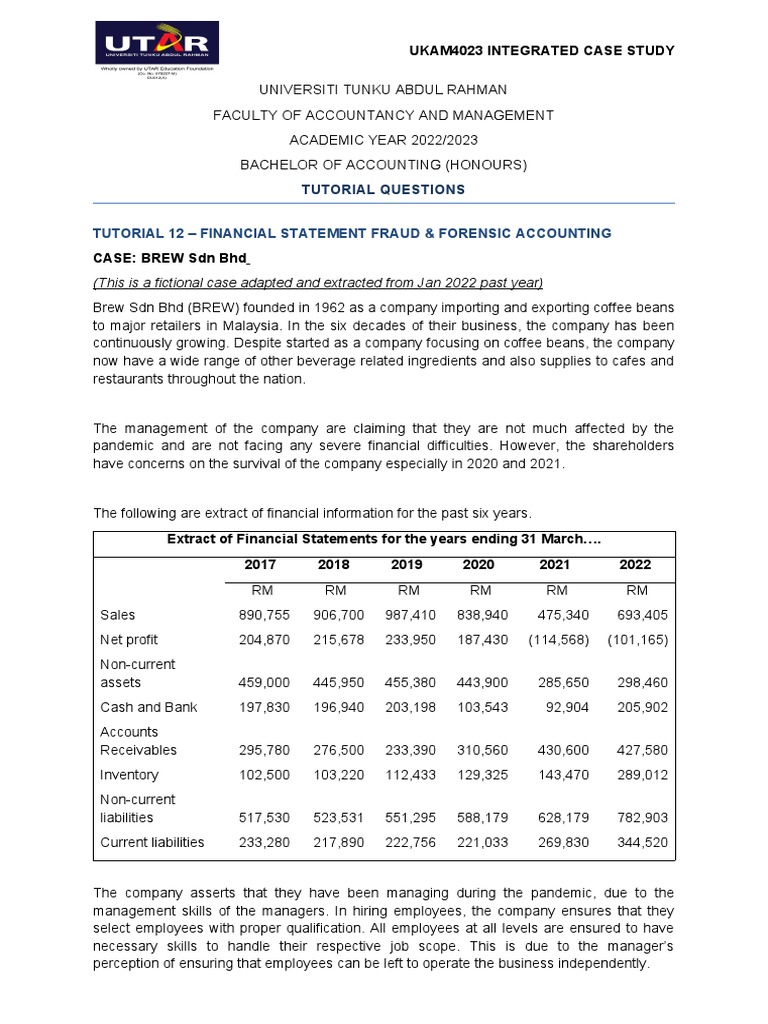 Financial Fraud & Forensic Accounting Case Study | PDF | Financial ...