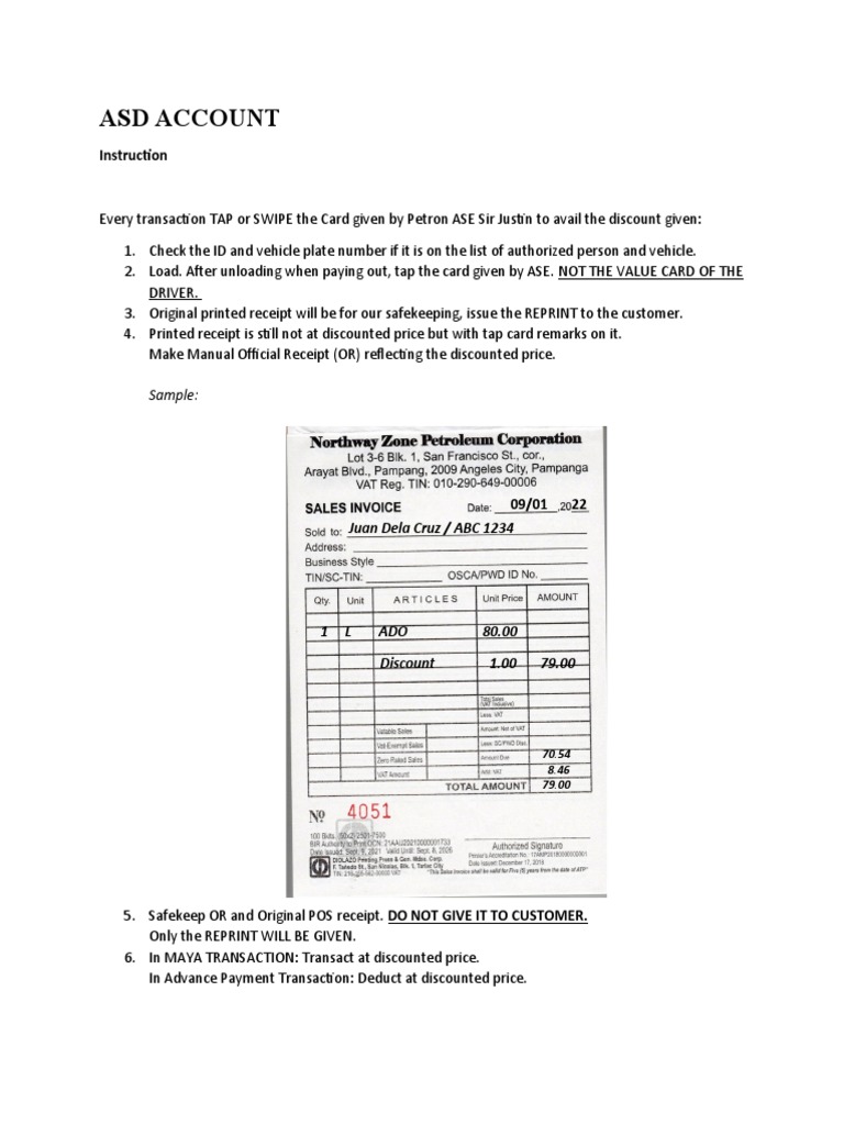 ASD Account Transaction Guidelines | PDF