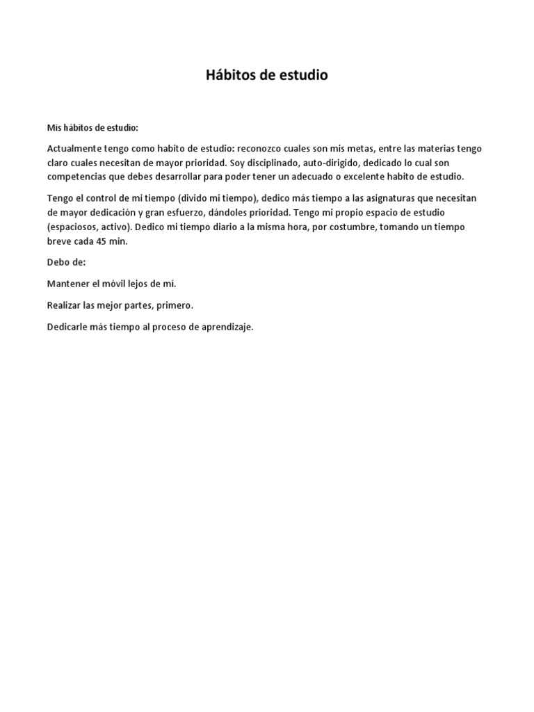 Hábitos de Estudio Efectivos | PDF | Crecimiento personal y profesional