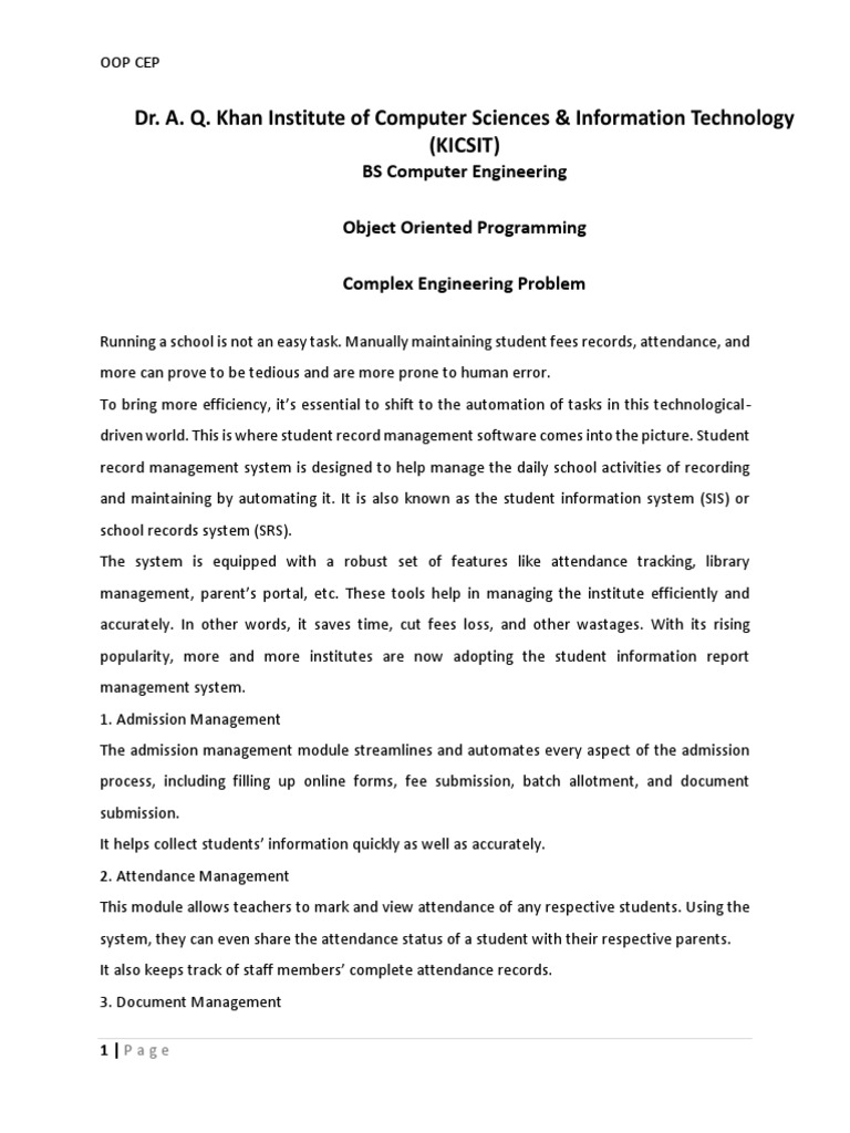OOP for Student Information System | PDF | Automation | Object Oriented ...