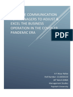 Redefine Communication For Managers To Adjust & Excel The Business Operation in The Covid-19 Pandemic Era