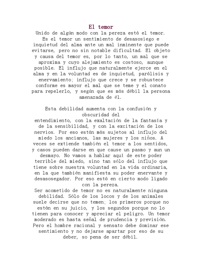 El Temor PDF Temor Pecado